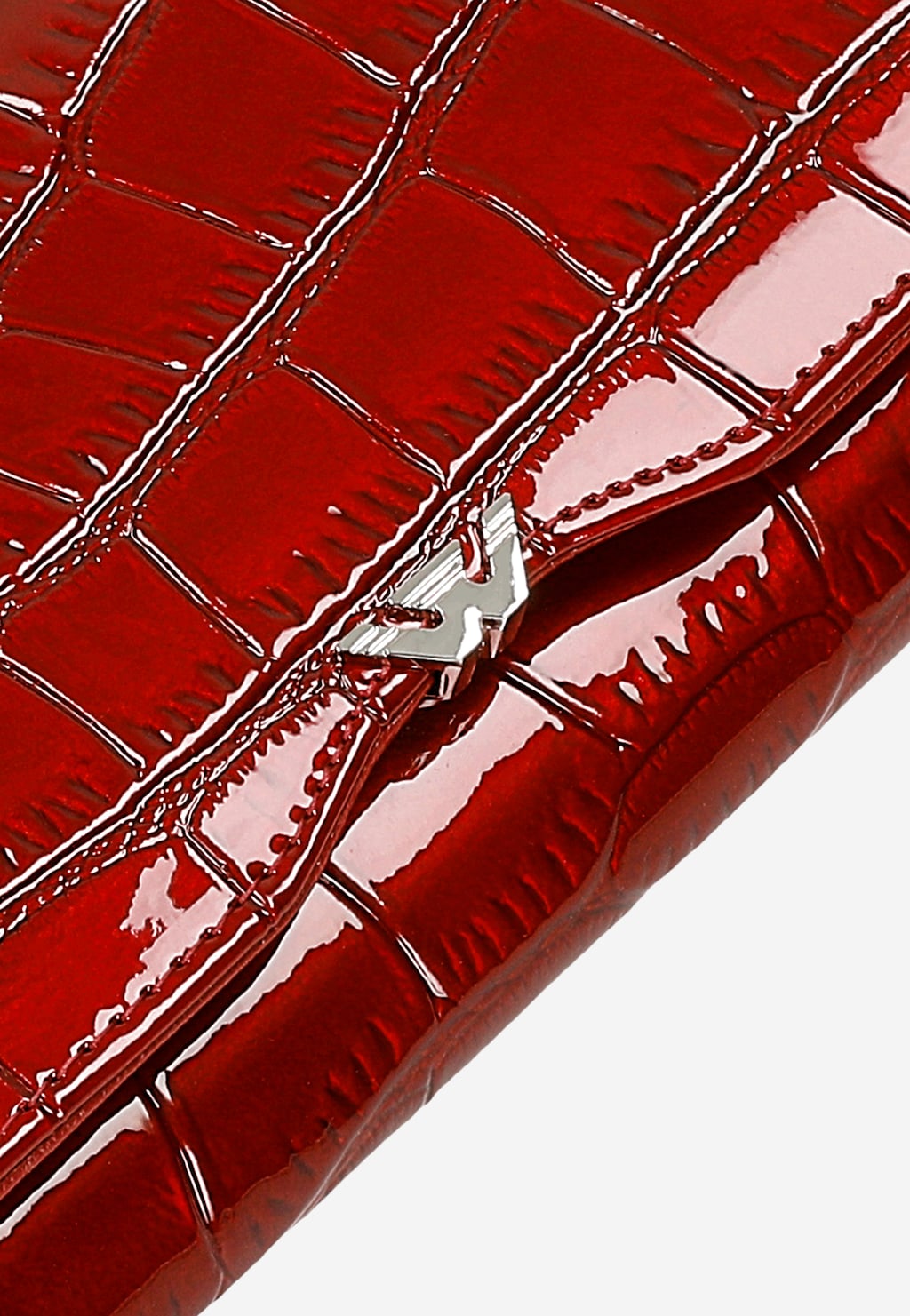 Veľká červená peňaženka z lakovanej kože s jemným metalickým leskom 91074-35 Widok 6