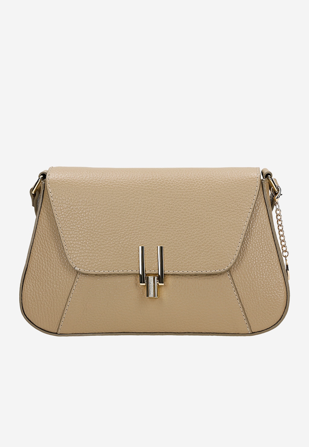 Beżowa skórzana torebka damska z klapką 80200-54 Widok 2