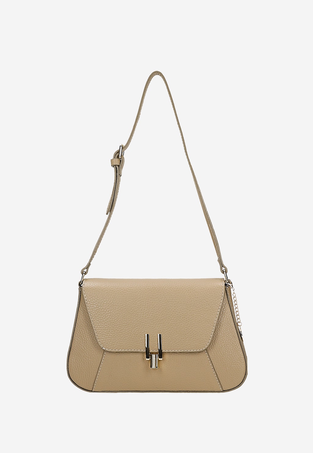 Beżowa skórzana torebka damska z klapką 80200-54 Widok 5