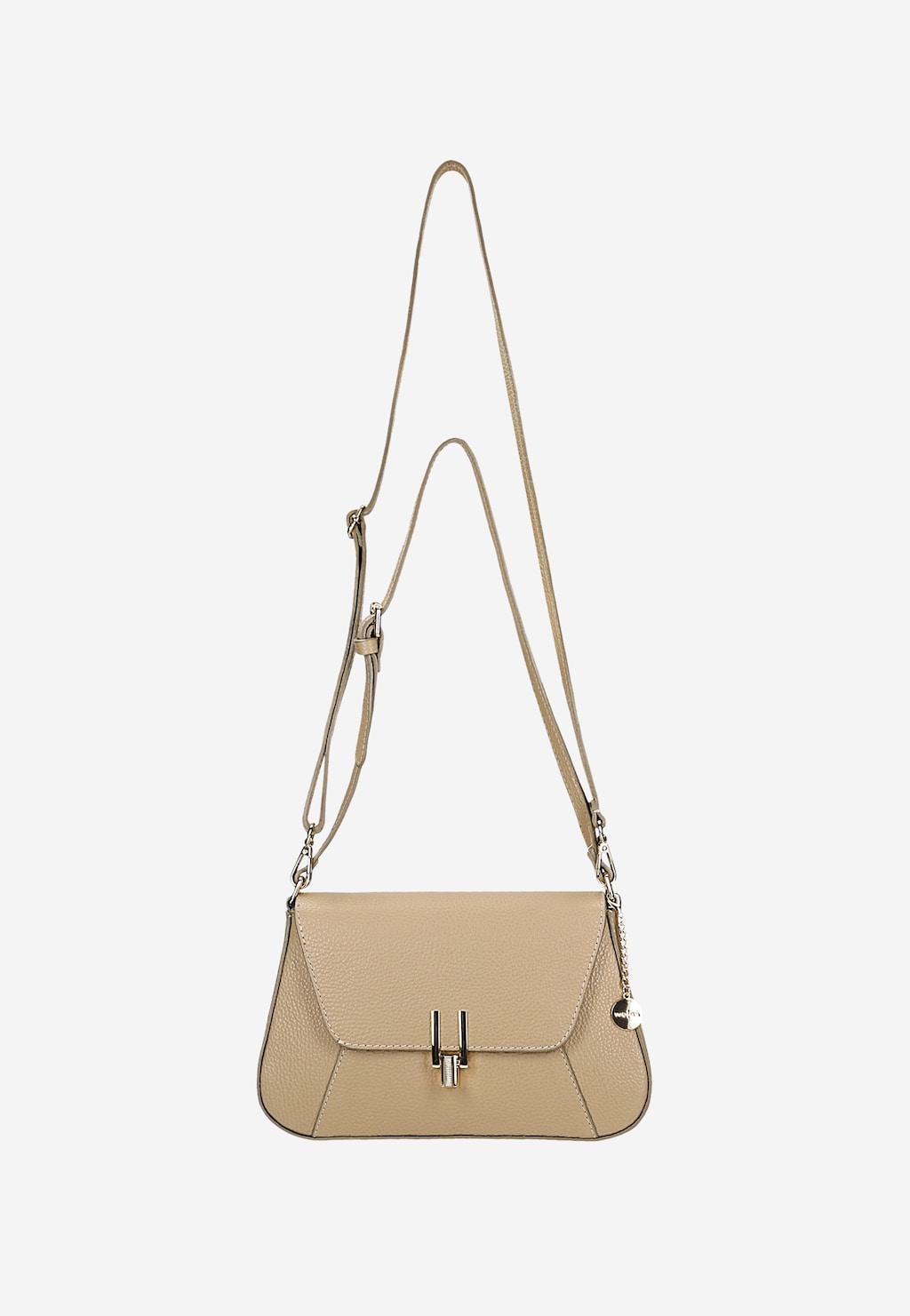 Beżowa skórzana torebka damska z klapką 80200-54 Widok 6