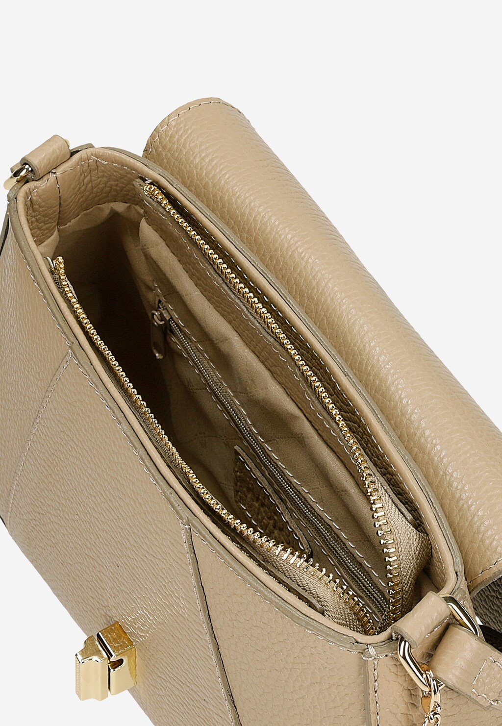 Beżowa skórzana torebka damska z klapką 80200-54 Widok 8