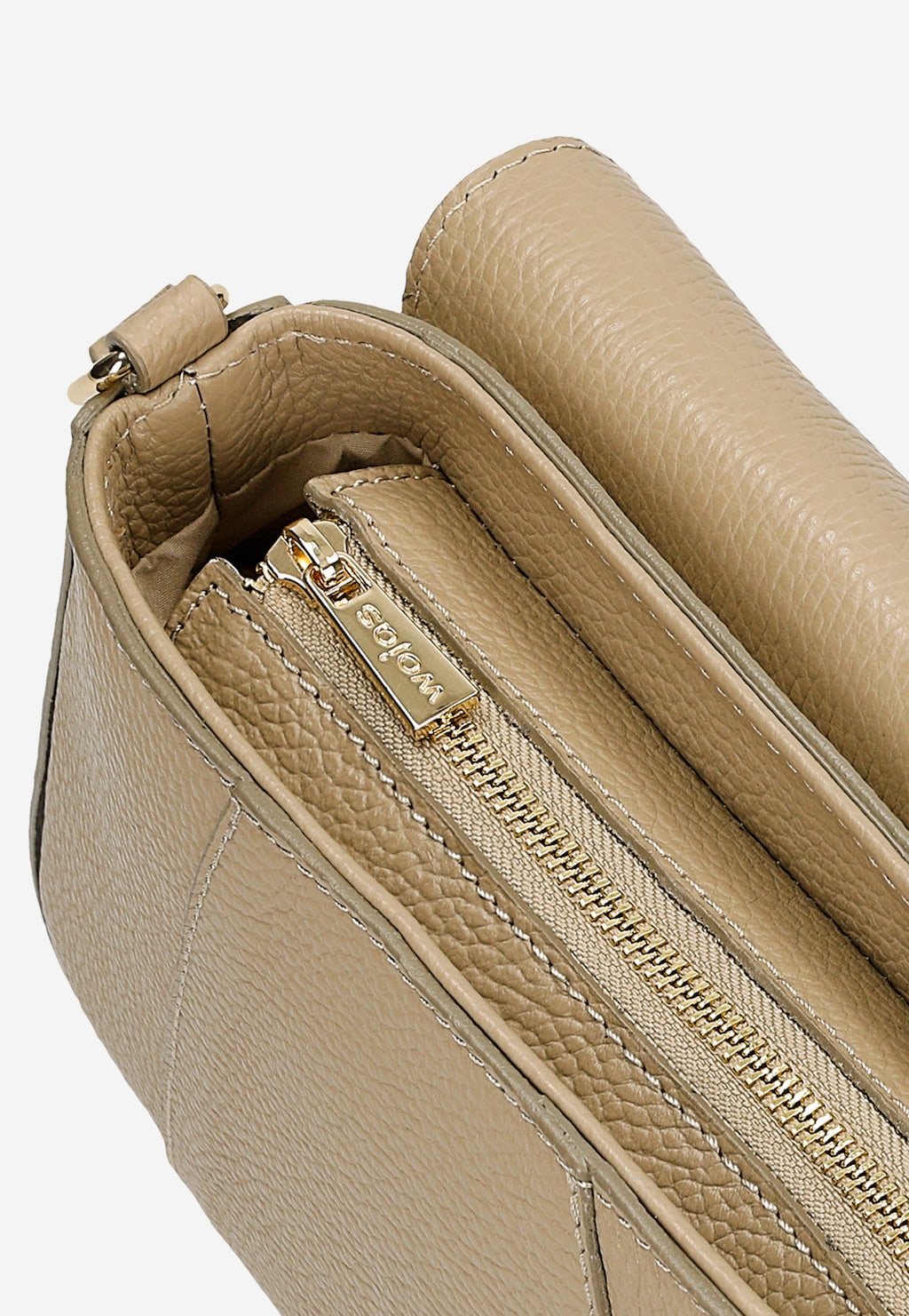 Beżowa skórzana torebka damska z klapką 80200-54 Widok 9