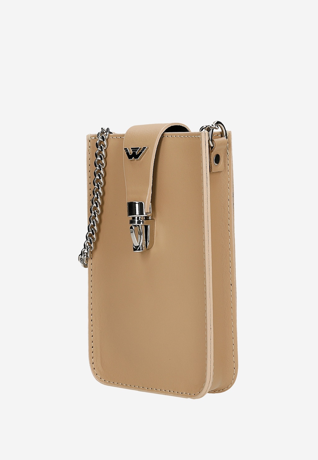 Beżowa torebka na telefon ze srebrnym łańcuchem 80181-54 Widok 3