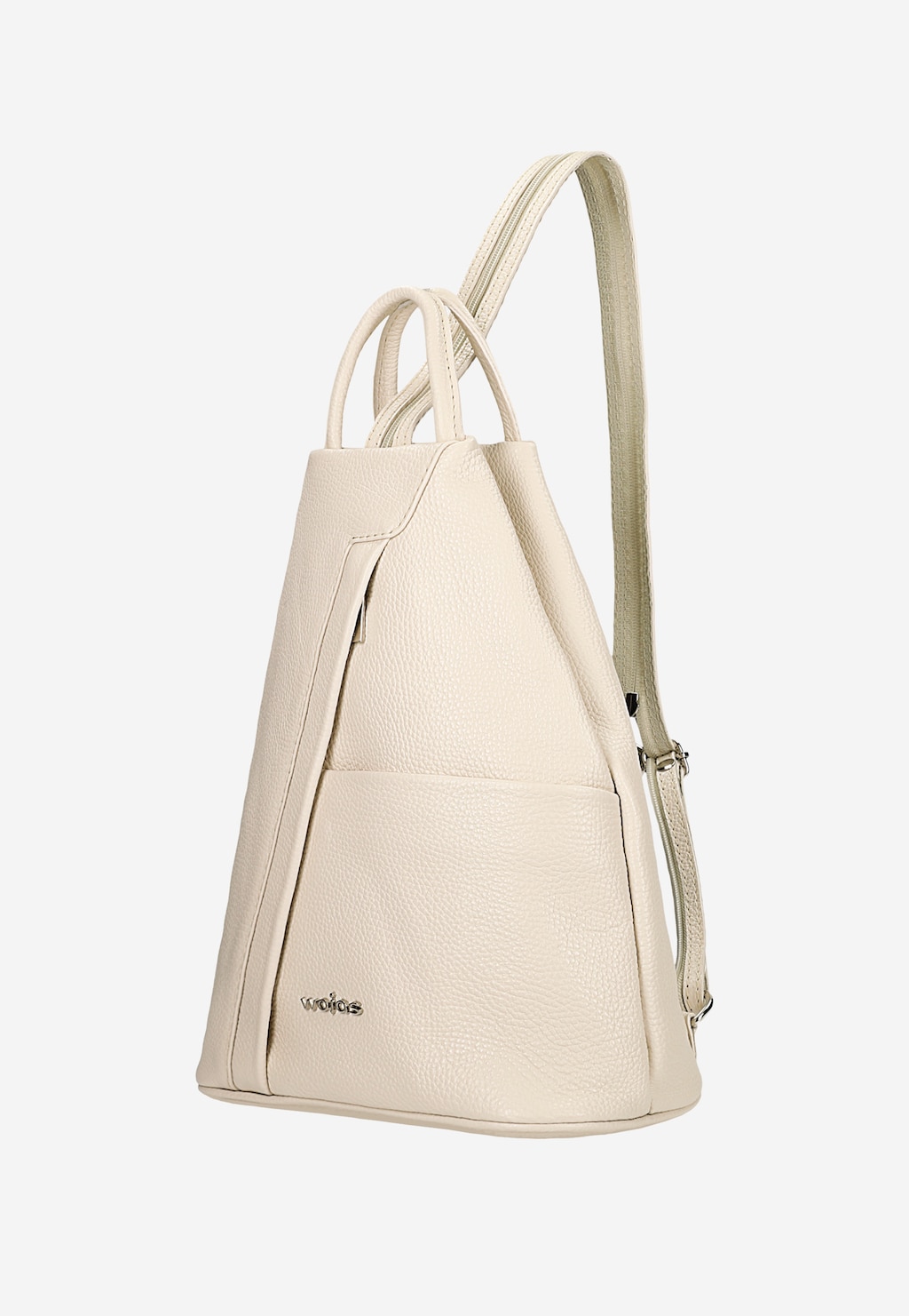 Beżowy trójkątny plecak miejski z suwakiem 80083-54 Widok 3