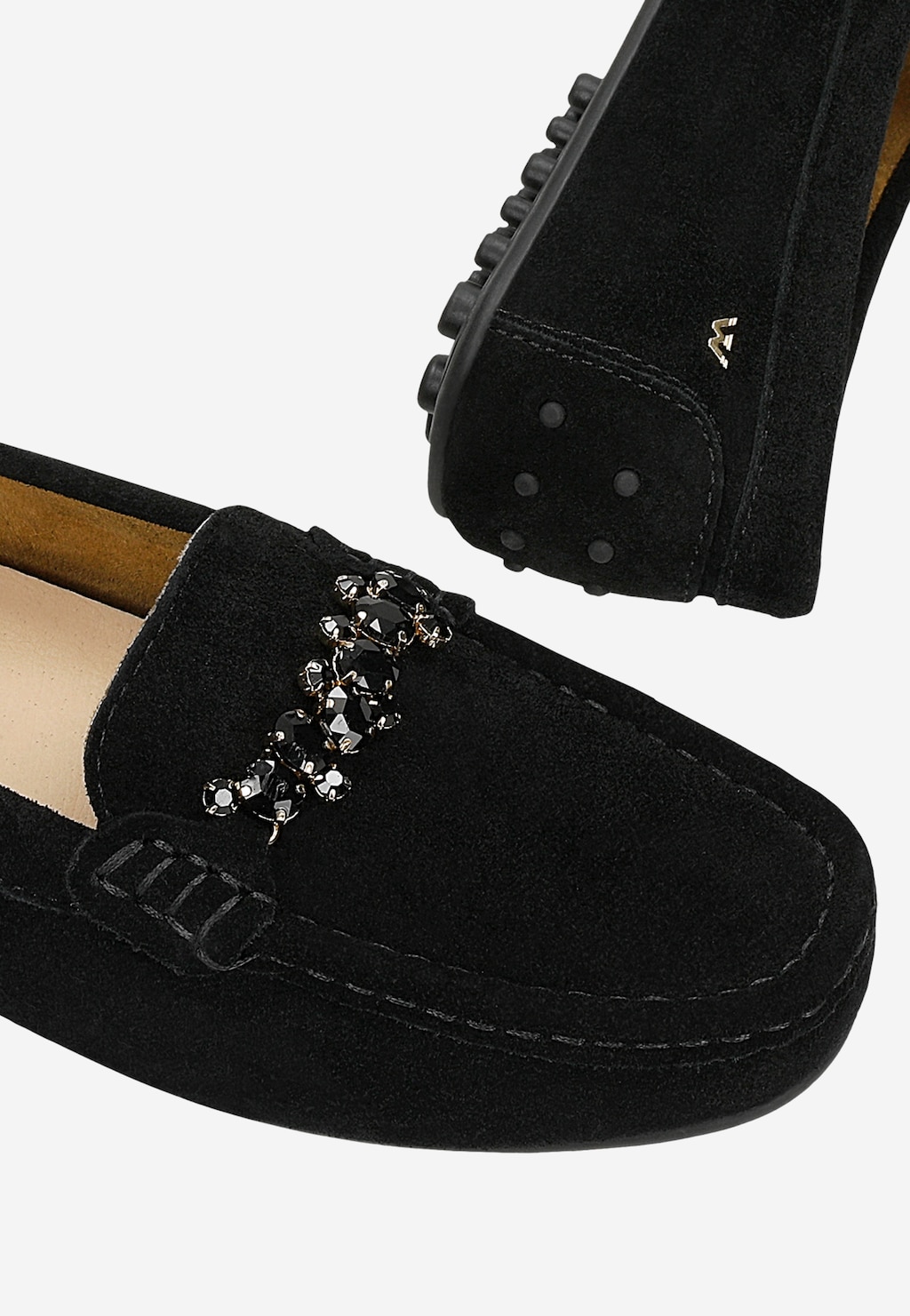 Čierne dámske mokasíny s kryštalovou ozdobou 46328-61 Widok 7