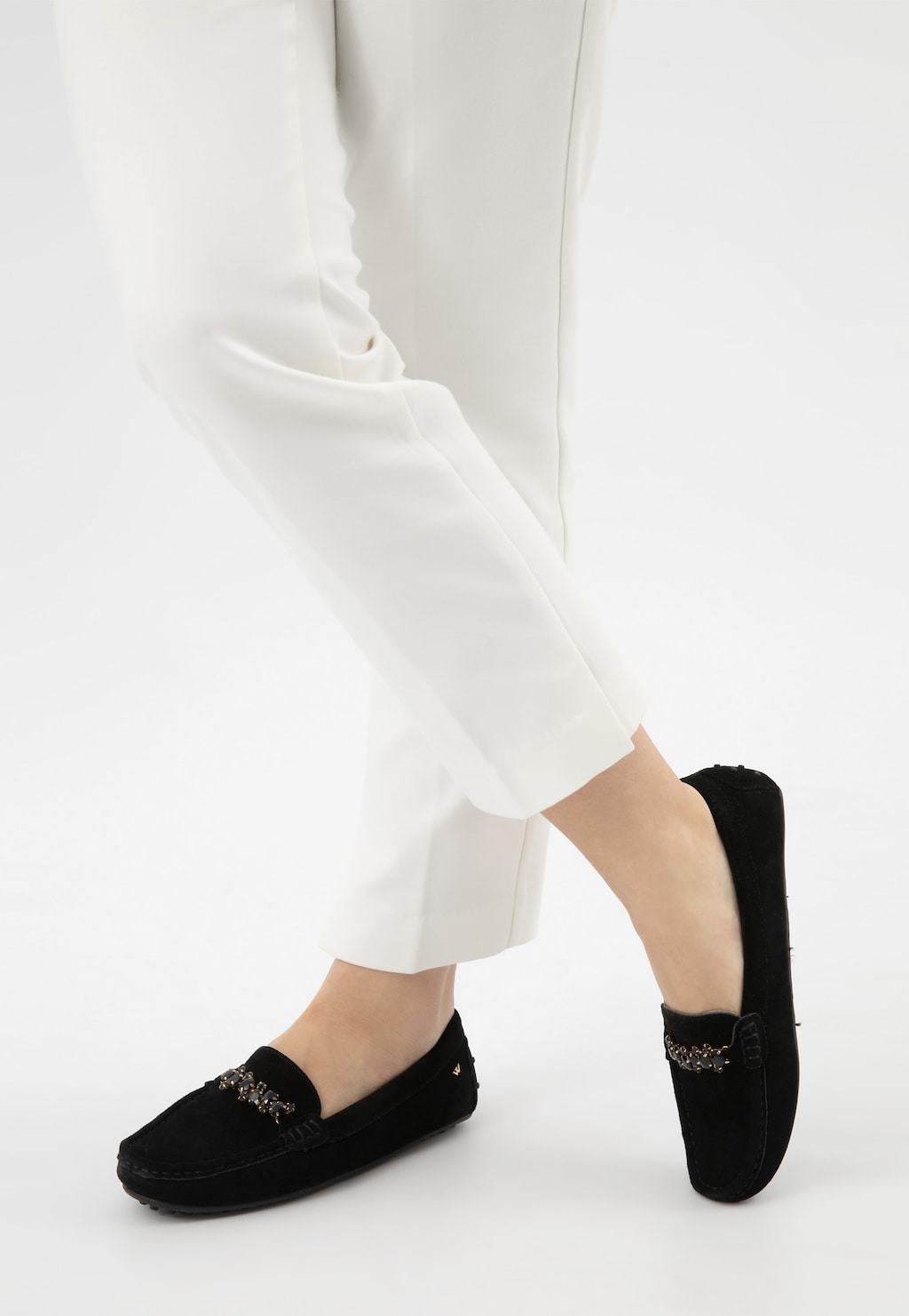 Čierne dámske mokasíny s kryštalovou ozdobou 46328-61 Widok 8