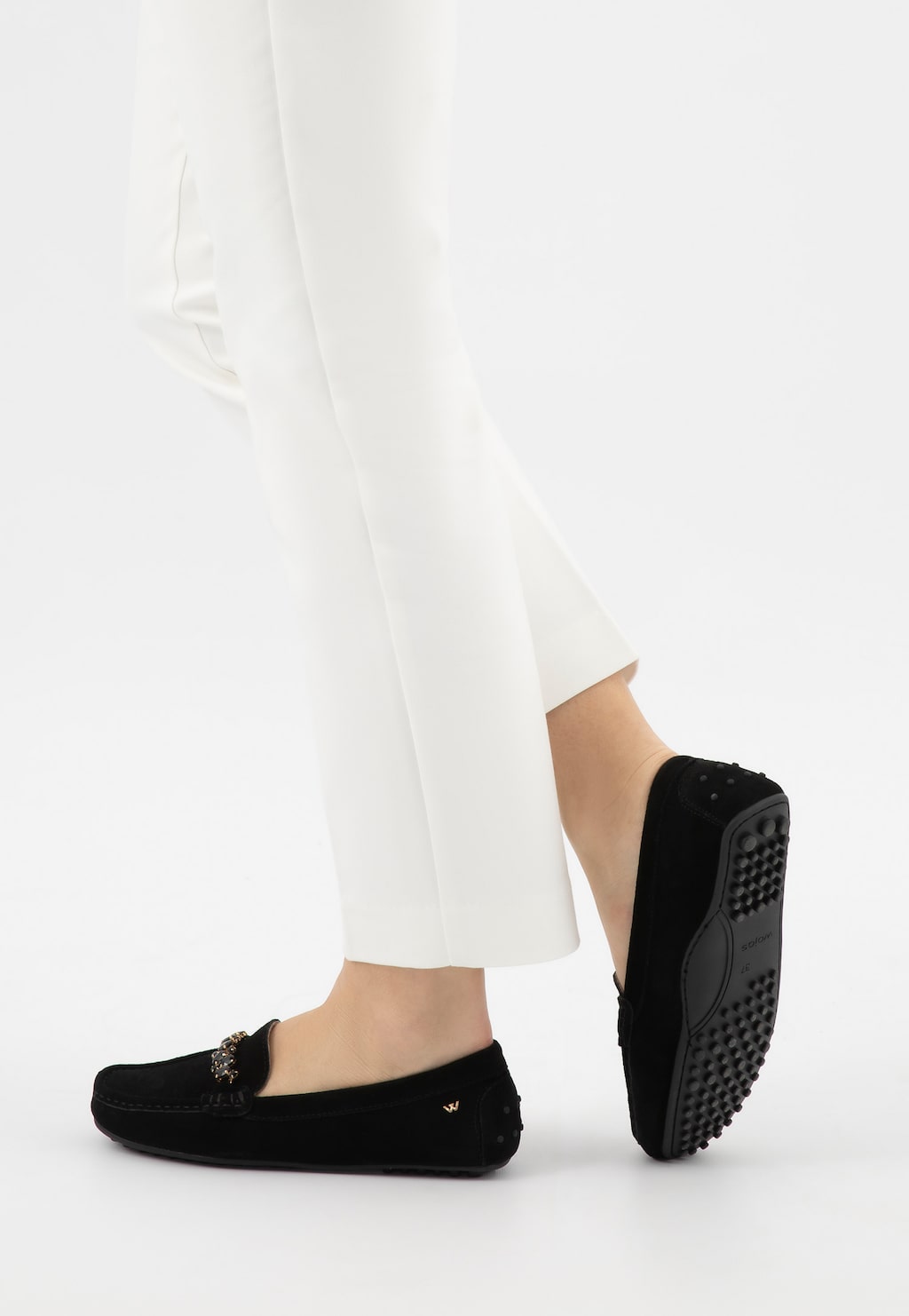 Čierne dámske mokasíny s kryštalovou ozdobou 46328-61 Widok 9