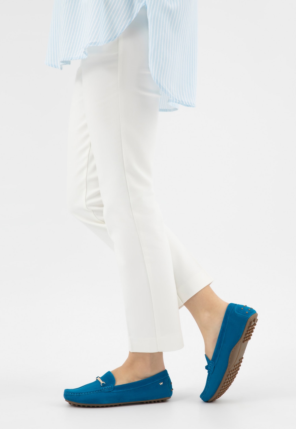 Modré dámske mokasíny so zlatou ozdobou 46210-60 Widok 8