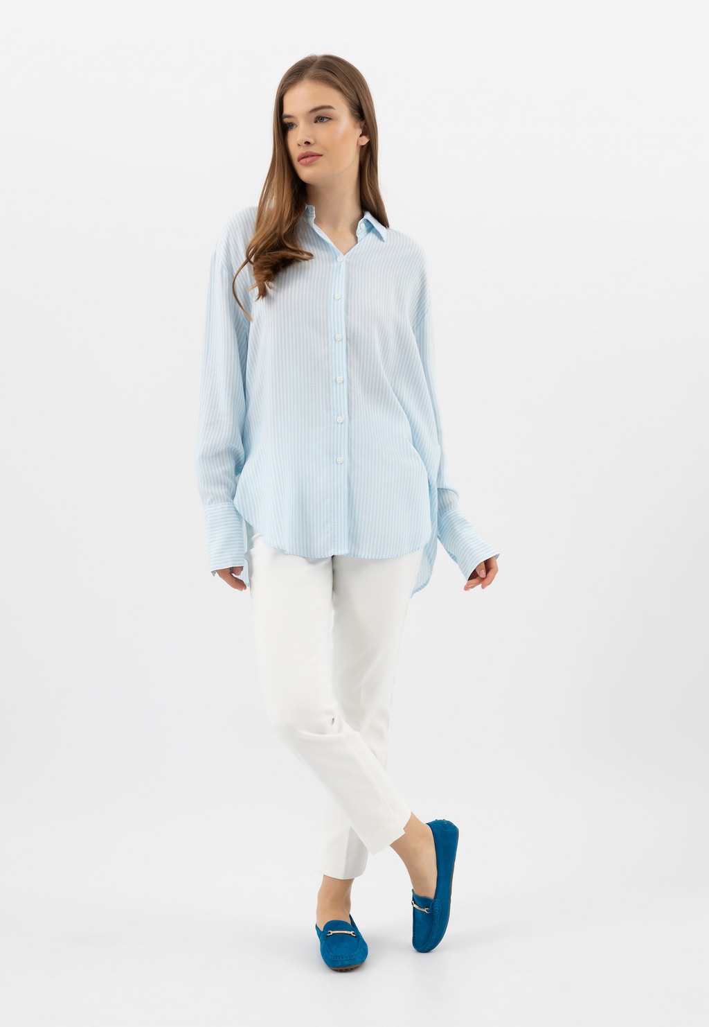 Modré dámske mokasíny so zlatou ozdobou 46210-60 Widok 9