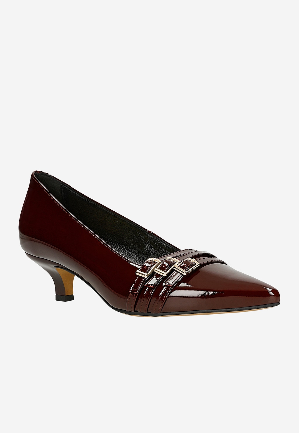 Bordové lakované lodičky s ozdobnými pásikmi 35171-35 Widok 3