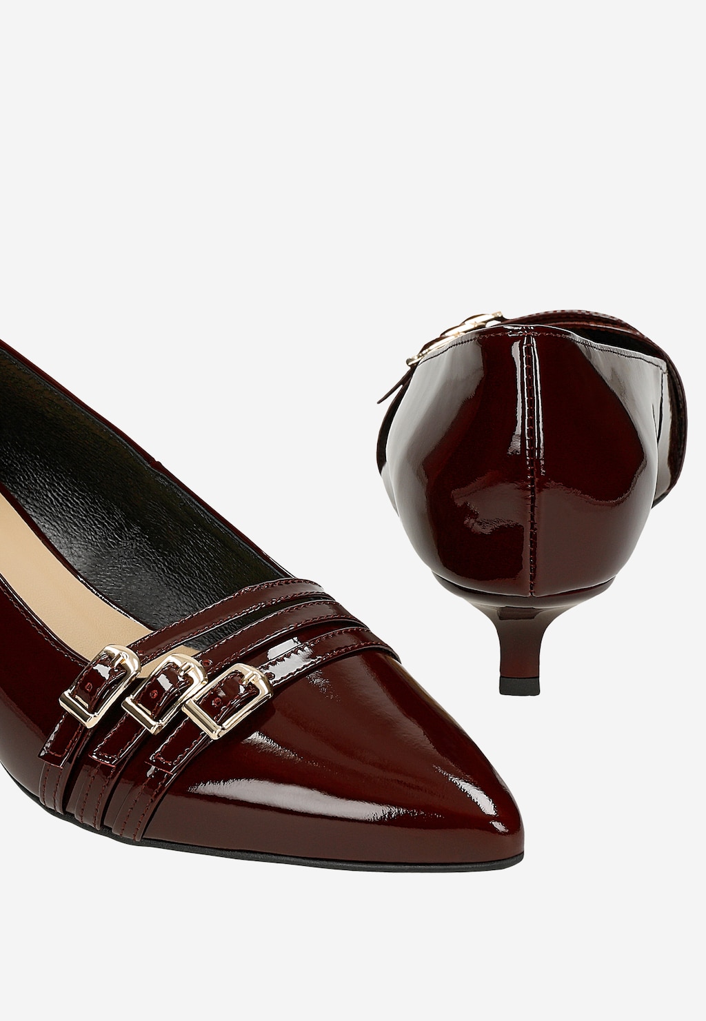 Bordové lakované lodičky s ozdobnými pásikmi 35171-35 Widok 7