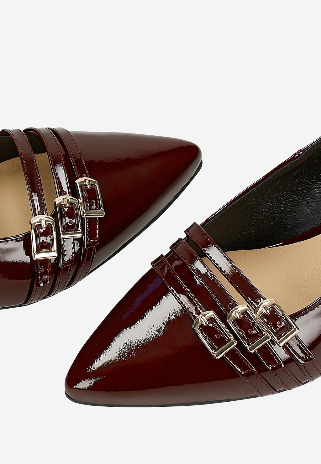 Bordové lakované lodičky s ozdobnými pásikmi 35171-35 Widok 8