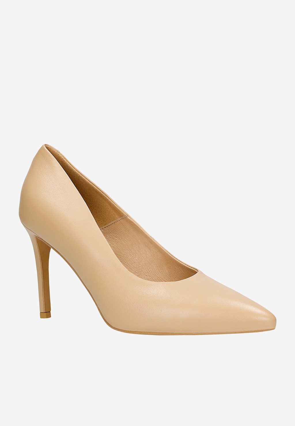 Beżowe klasyczne czółenka ze skóry licowej 35163-54 Widok 3