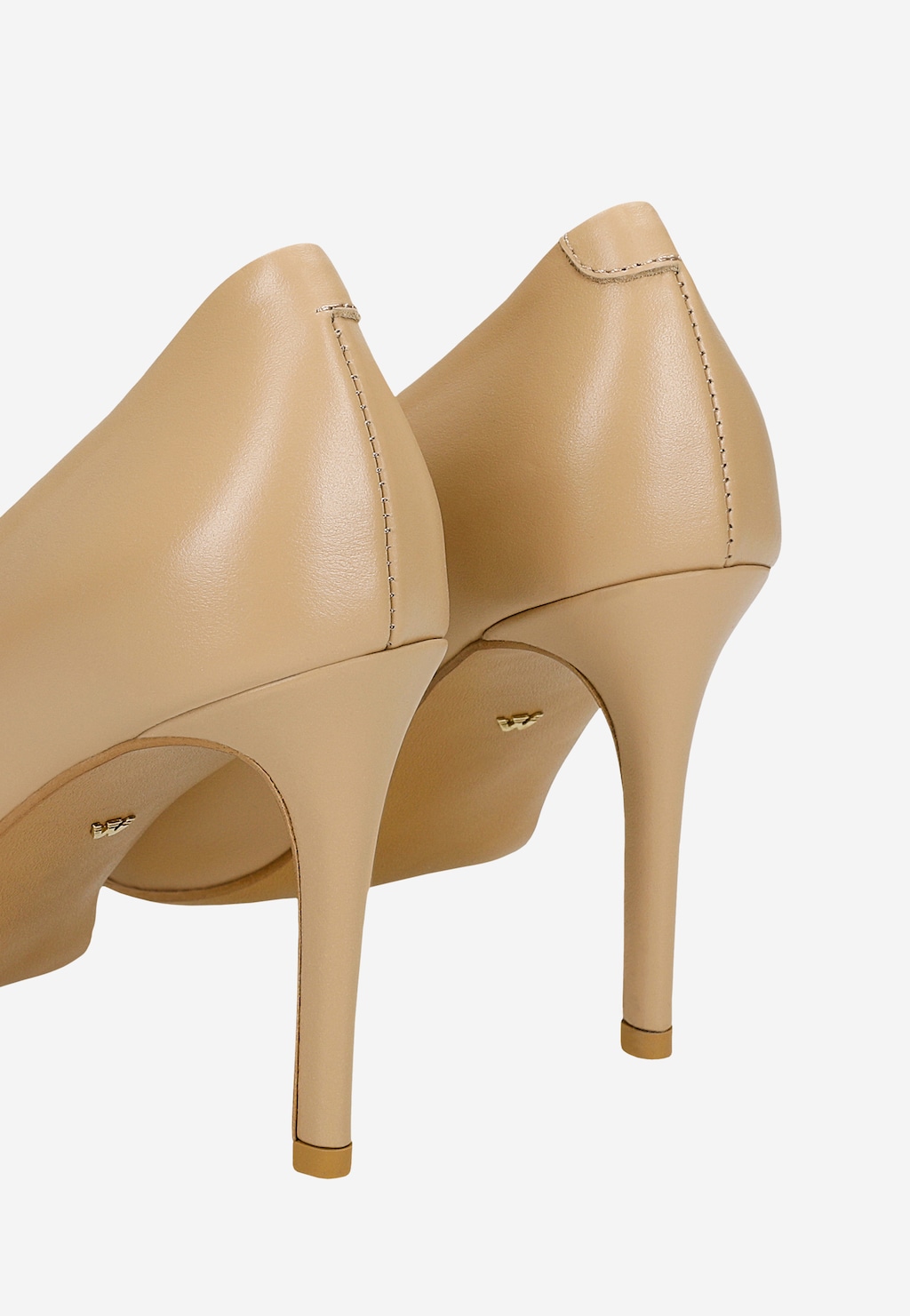 Beżowe klasyczne czółenka ze skóry licowej 35163-54 Widok 7