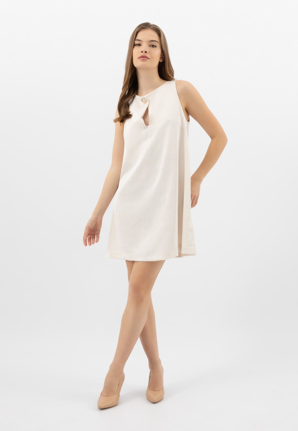 Beżowe klasyczne czółenka ze skóry licowej 35163-54 Widok 10