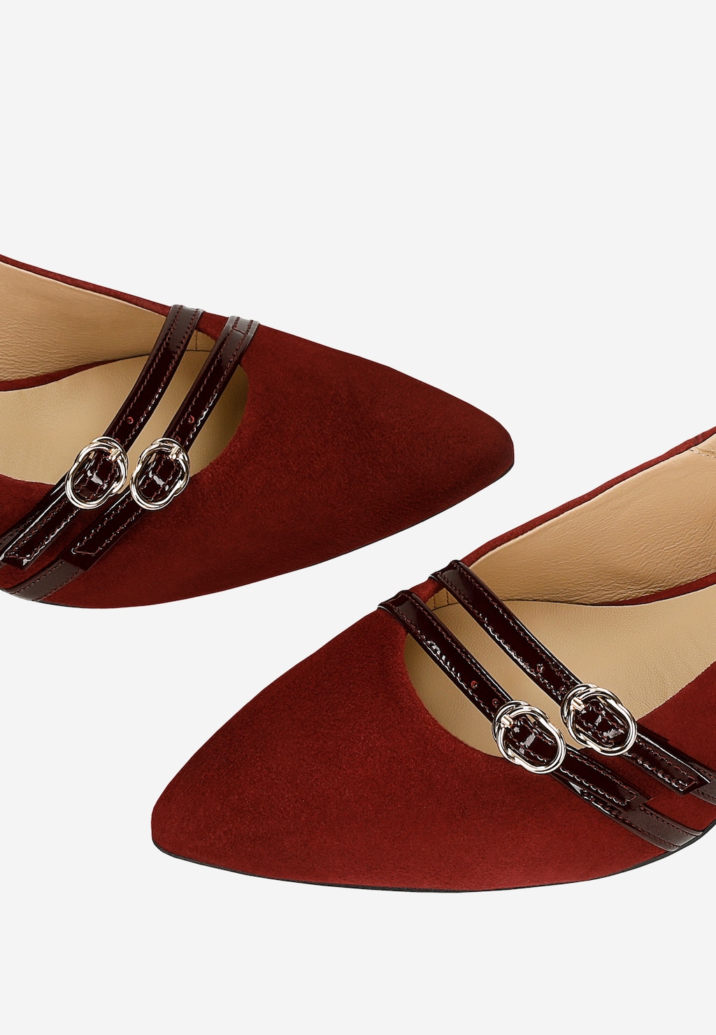 Bordové lodičky zo semišu s lakovanými pásikmi 35160-35 Widok 7