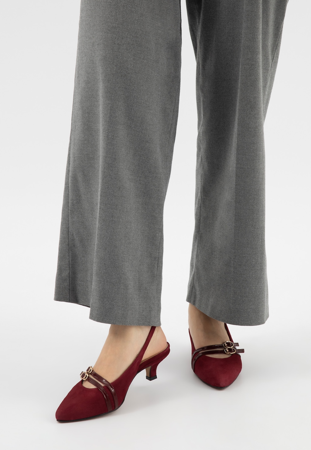 Bordové lodičky zo semišu s lakovanými pásikmi 35160-35 Widok 8