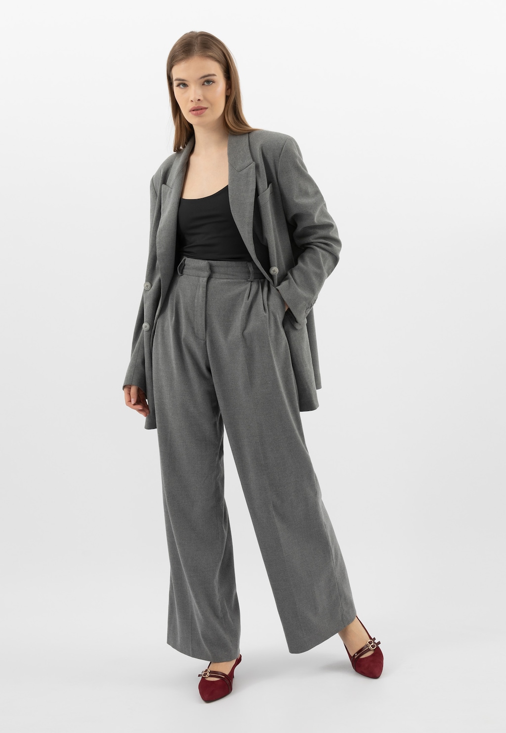 Bordové lodičky zo semišu s lakovanými pásikmi 35160-35 Widok 9