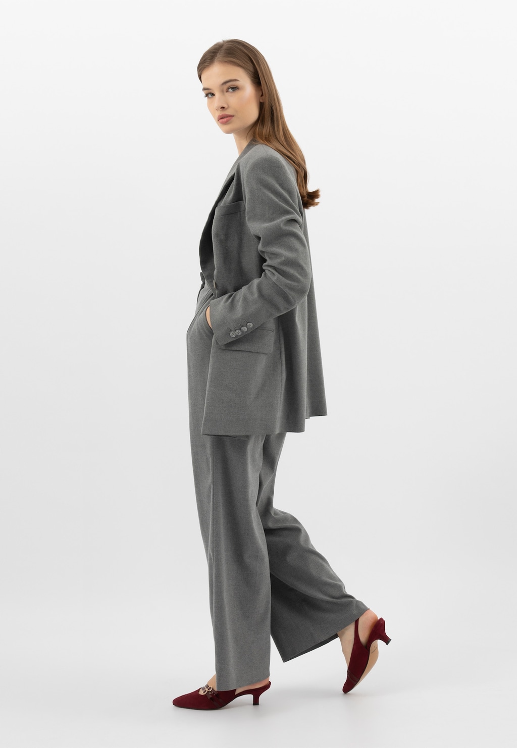 Bordové lodičky zo semišu s lakovanými pásikmi 35160-35 Widok 1