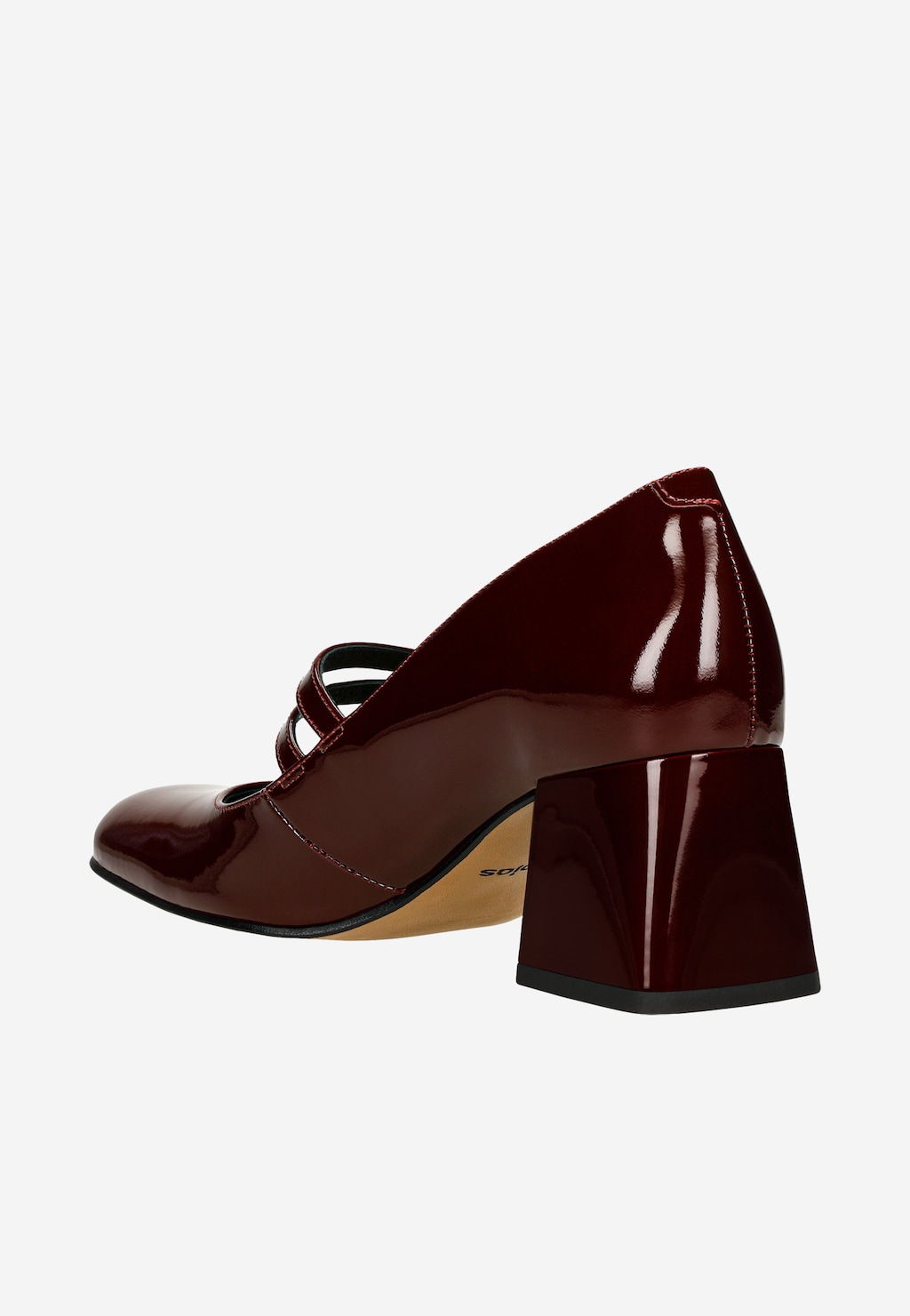 Bordové lakované lodičky Mary Jane na širokom podpätku 35143-35 Widok 4
