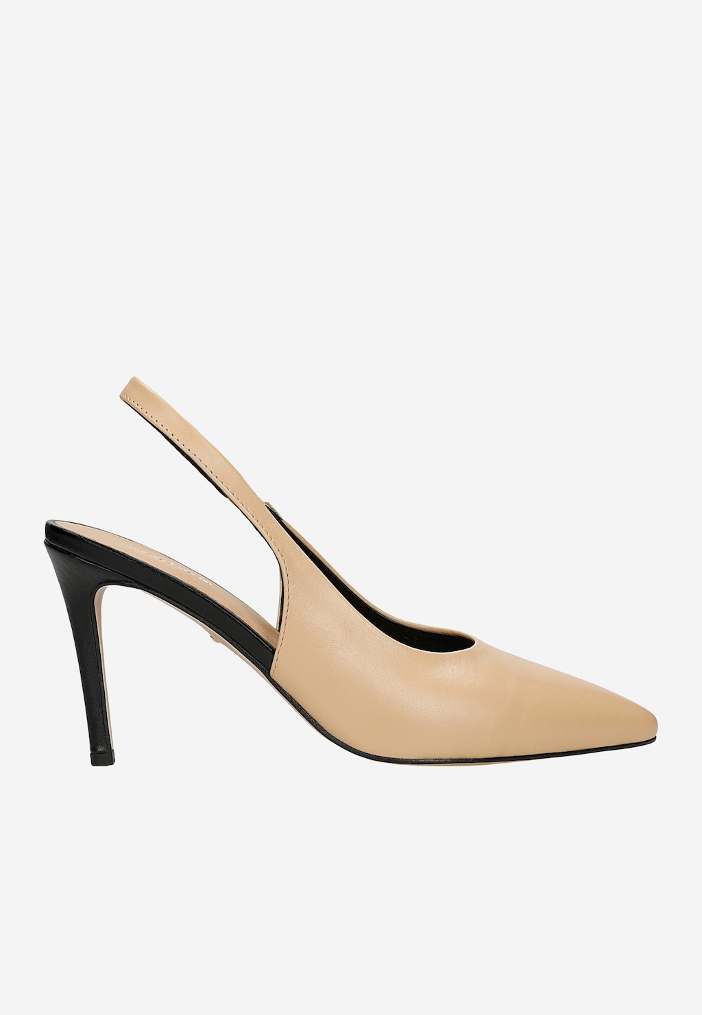 Béžovo-černé dámské lodičky na jehlovém podpatku s otevřenou patou 35165-54 Widok 2