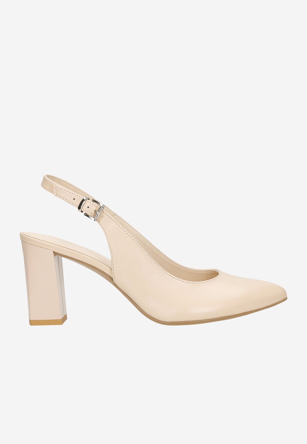 Eleganckie skórzane beżowe czółenka z odkrytą piętą 35088-54 Widok 2
