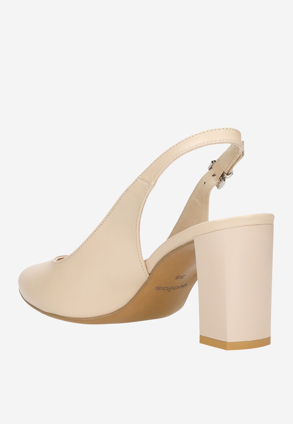 Eleganckie skórzane beżowe czółenka z odkrytą piętą 35088-54 Widok 4