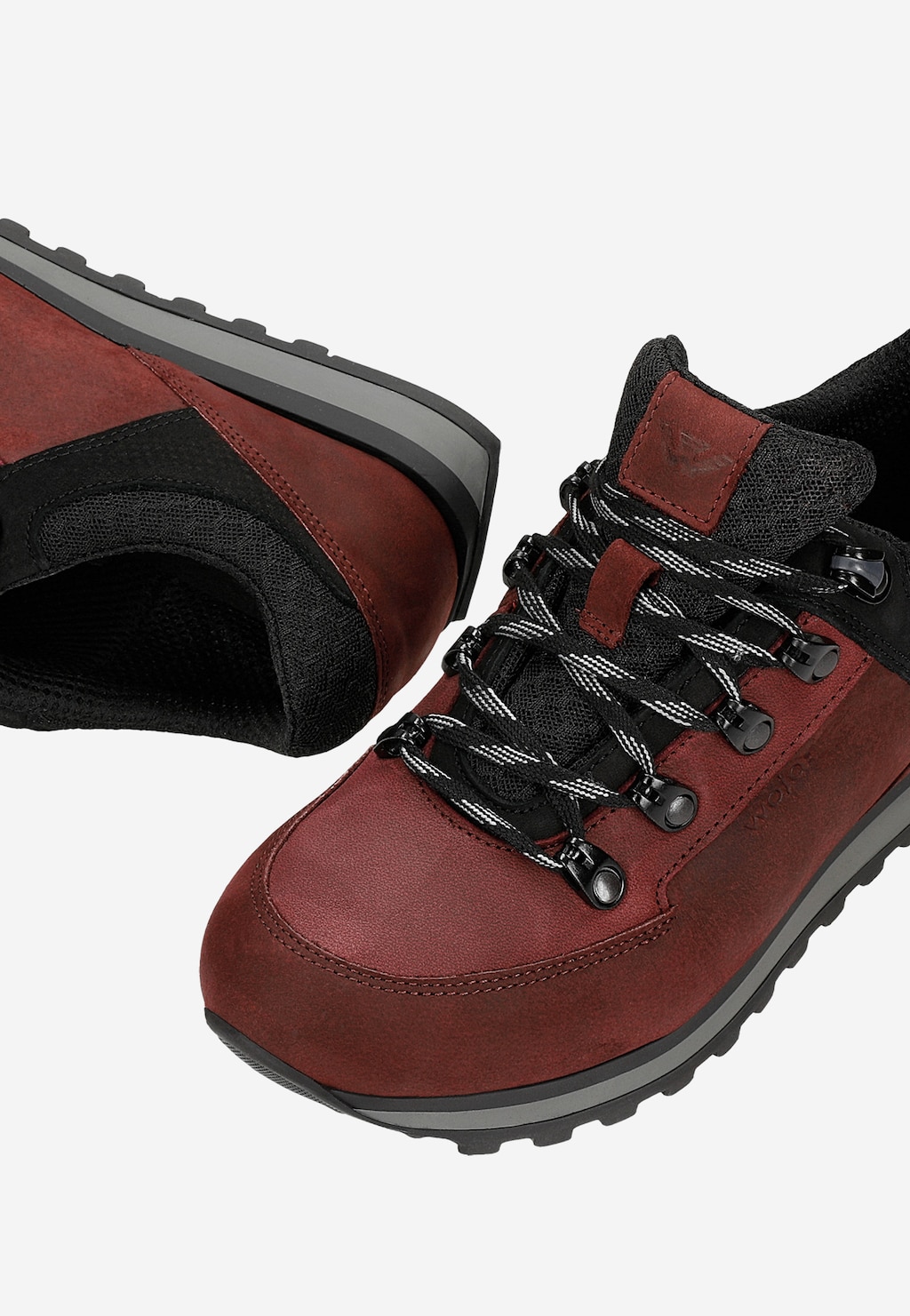 Bordowe niskie trekkingi damskie z czarnymi wstawkami 46083-98 Widok 6