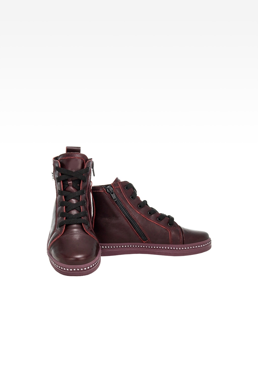 Bordowe skórzane trampki dla dziewcząt 17133-09 Widok 7