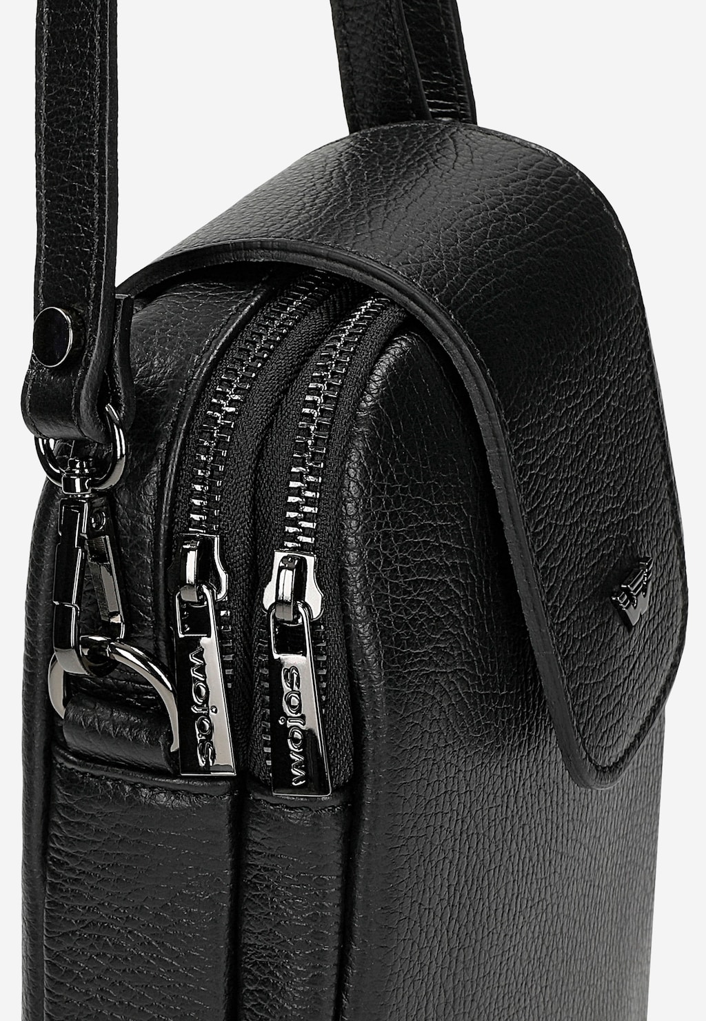 Malá černá kožená kabelka přes rameno z lícové kůže 80433-51 Widok 6