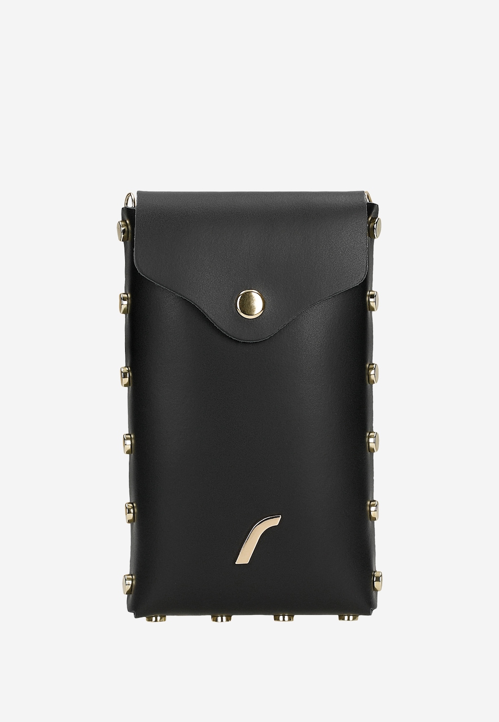 RELAKS czarna torebka na telefon ze złotymi nitami R80302-51 Widok 1