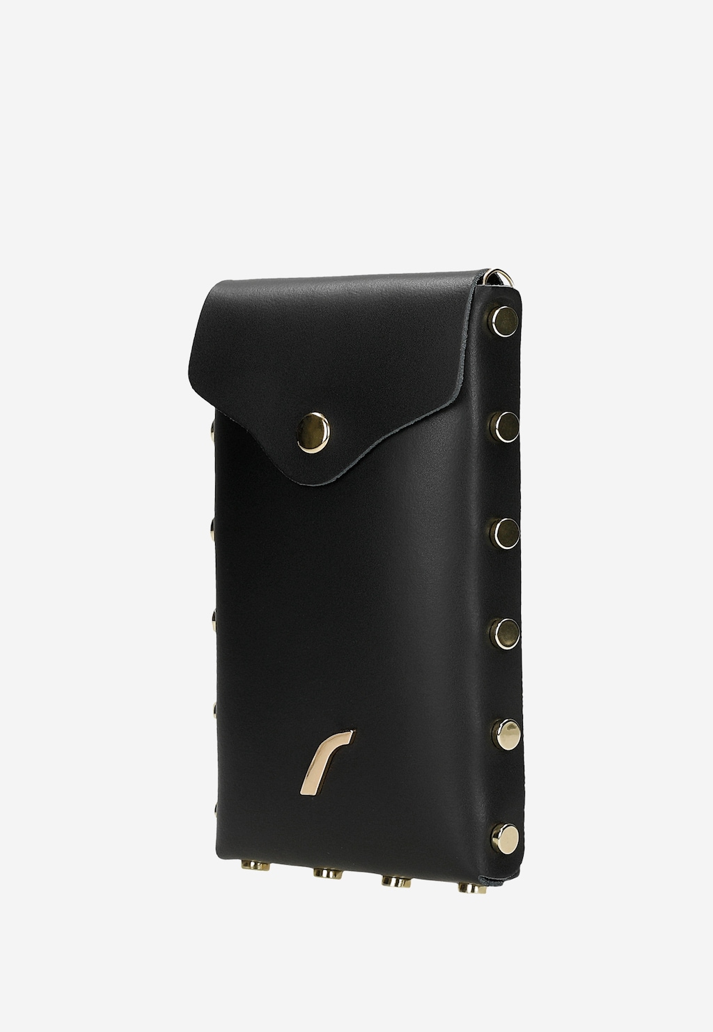 RELAKS czarna torebka na telefon ze złotymi nitami R80302-51 Widok 2