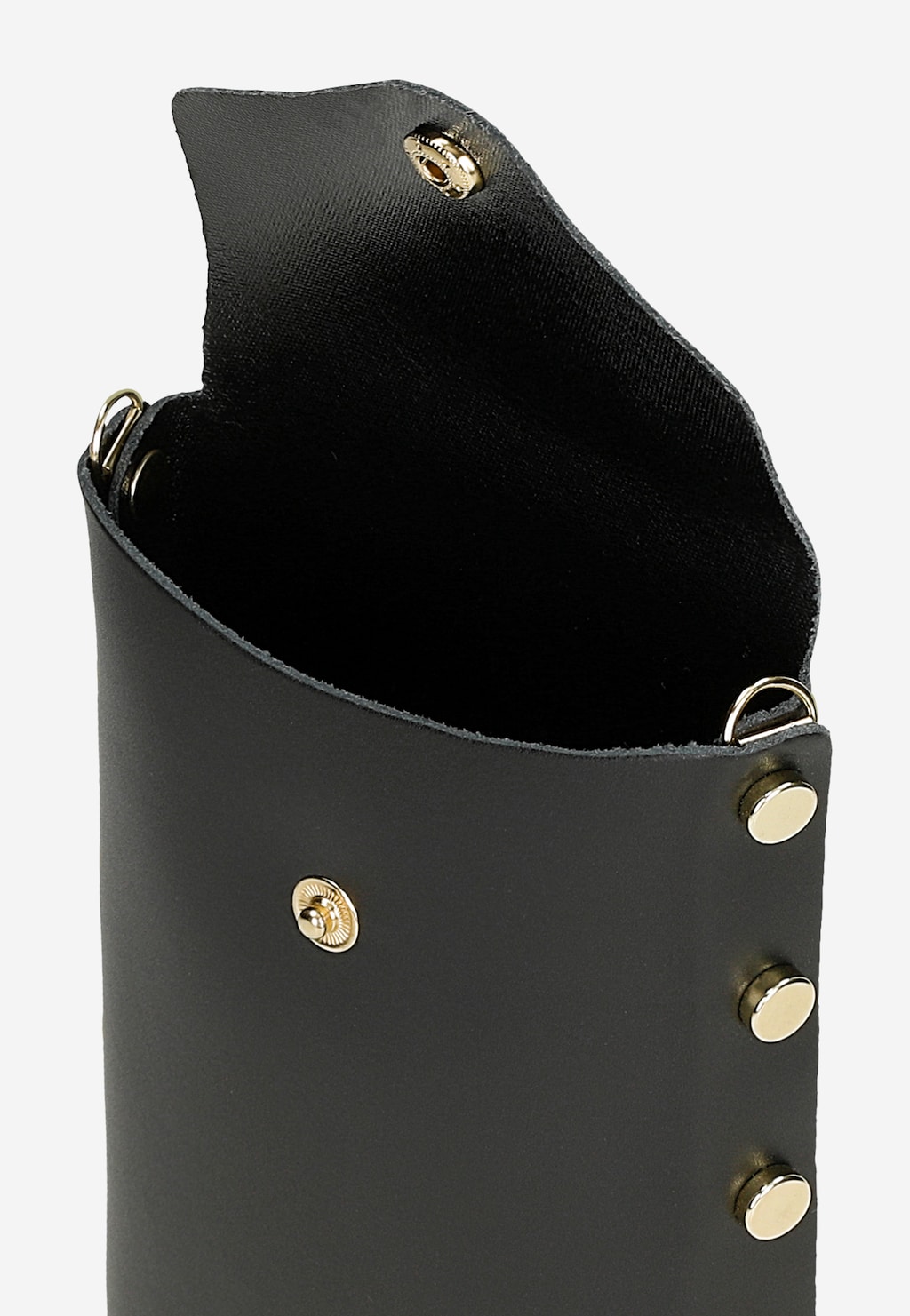 RELAKS czarna torebka na telefon ze złotymi nitami R80302-51 Widok 5