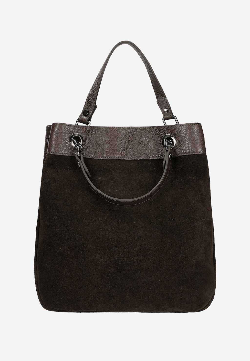 Velká tmavě hnědá dámská kabelka z kombinované kůže 8901-72 Widok 3