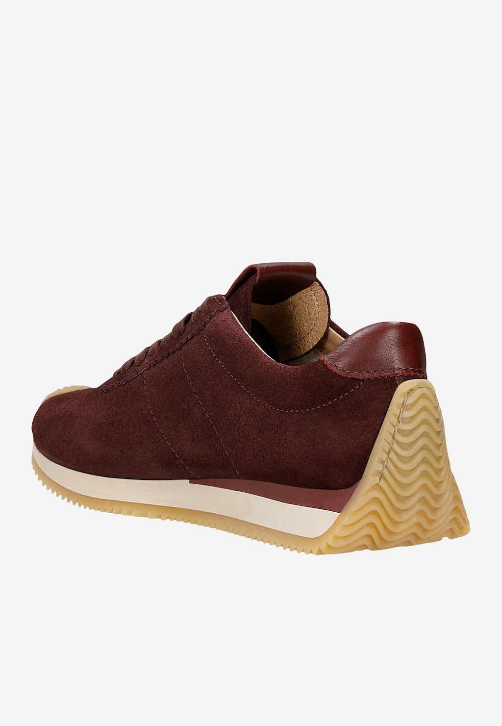 Bordowe sneakersy damskie z dwoiny welurowej 46368-75 Widok 3