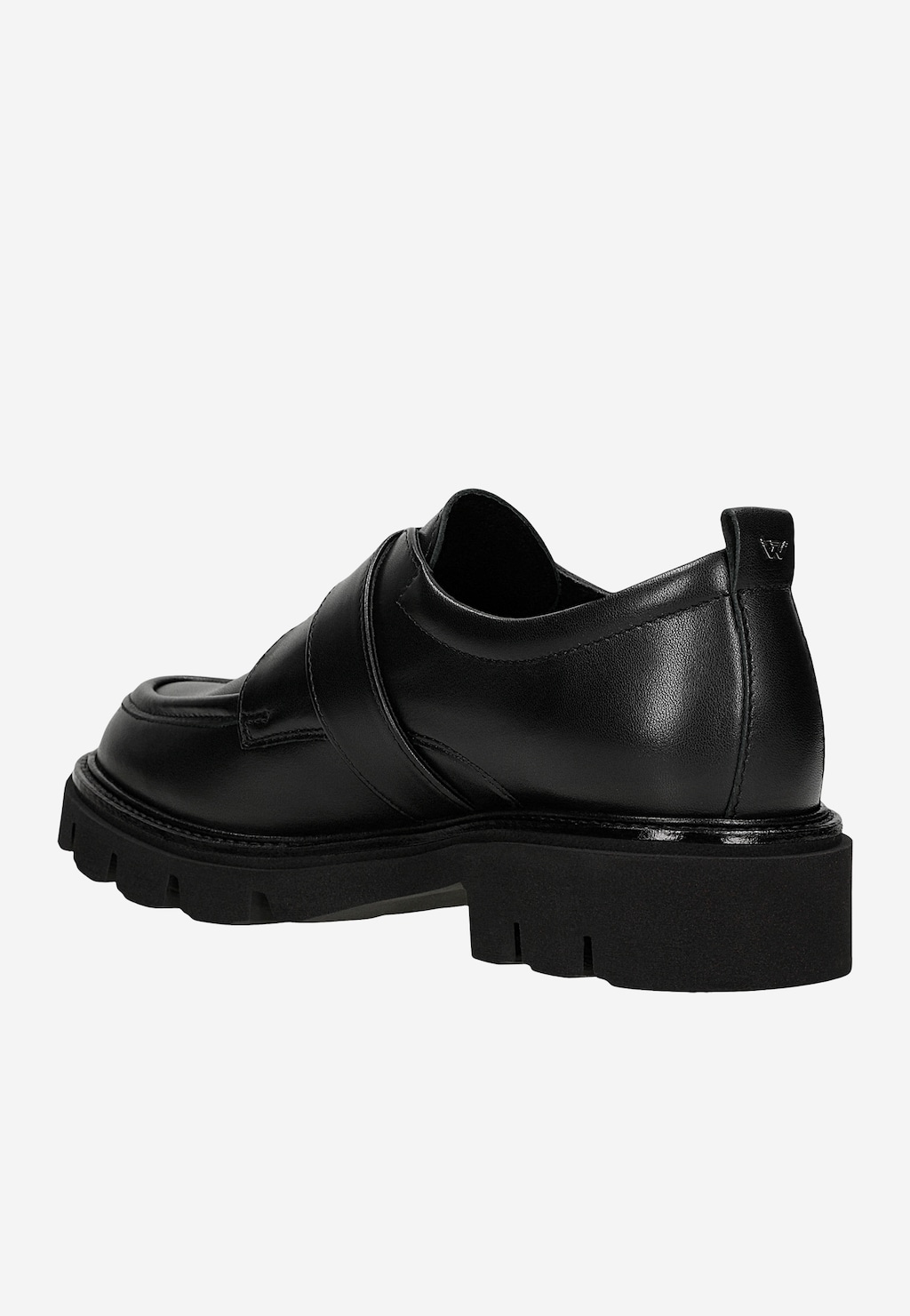 Czarne skórzane monki z jedną klamrą 46350-50 Widok 3