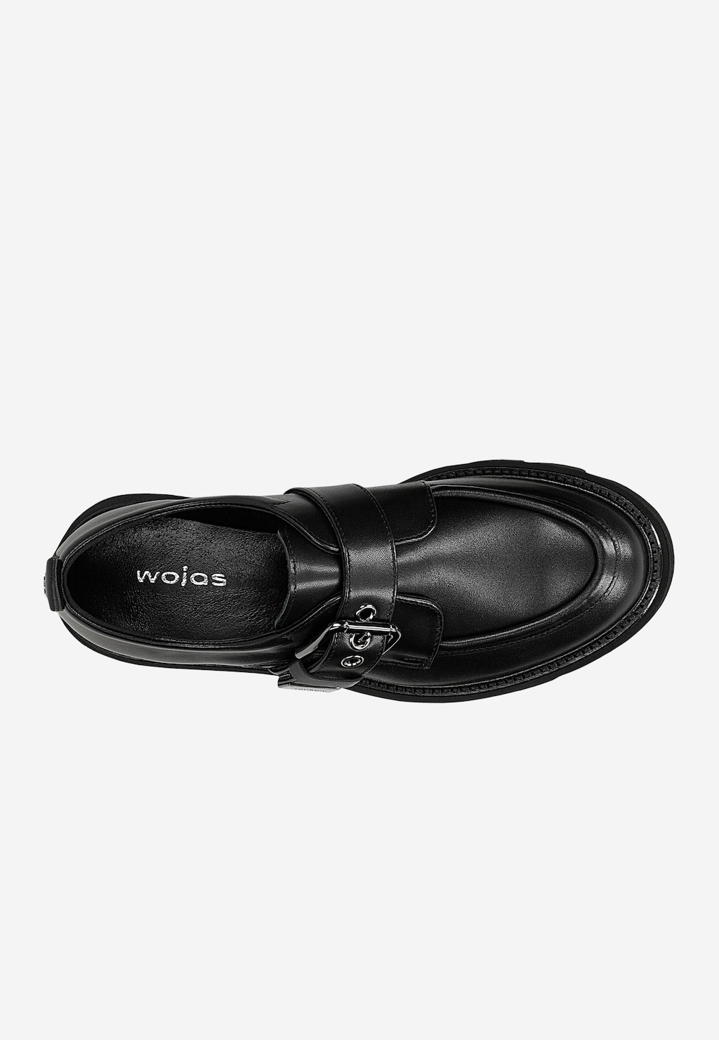 Czarne skórzane monki z jedną klamrą 46350-50 Widok 4