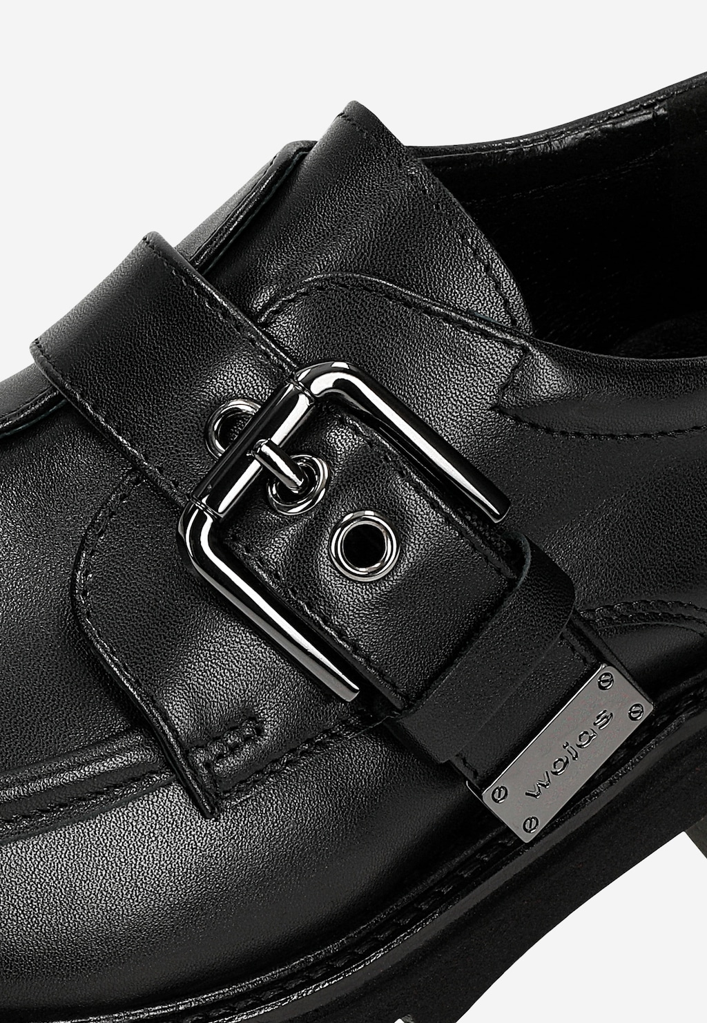 Czarne skórzane monki z jedną klamrą 46350-50 Widok 6