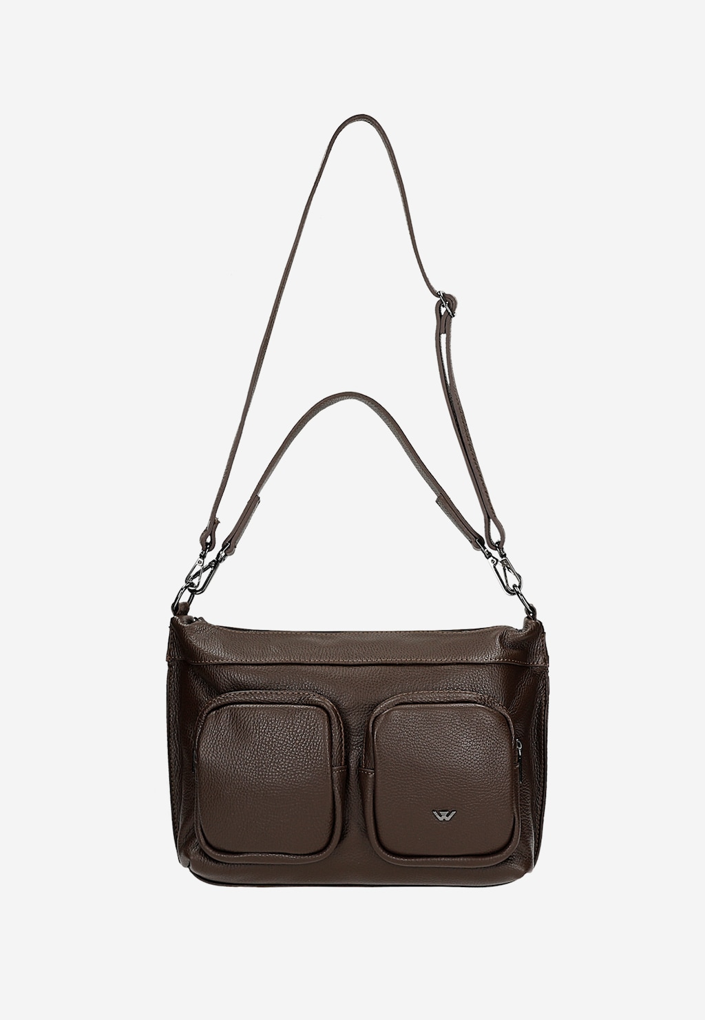 Kožená čokoládová dámska kabelka s dvoma vnútornými vreckami 80441-52 Widok 4