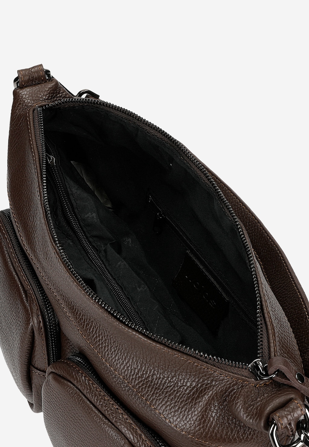 Kožená čokoládová dámska kabelka s dvoma vnútornými vreckami 80441-52 Widok 5