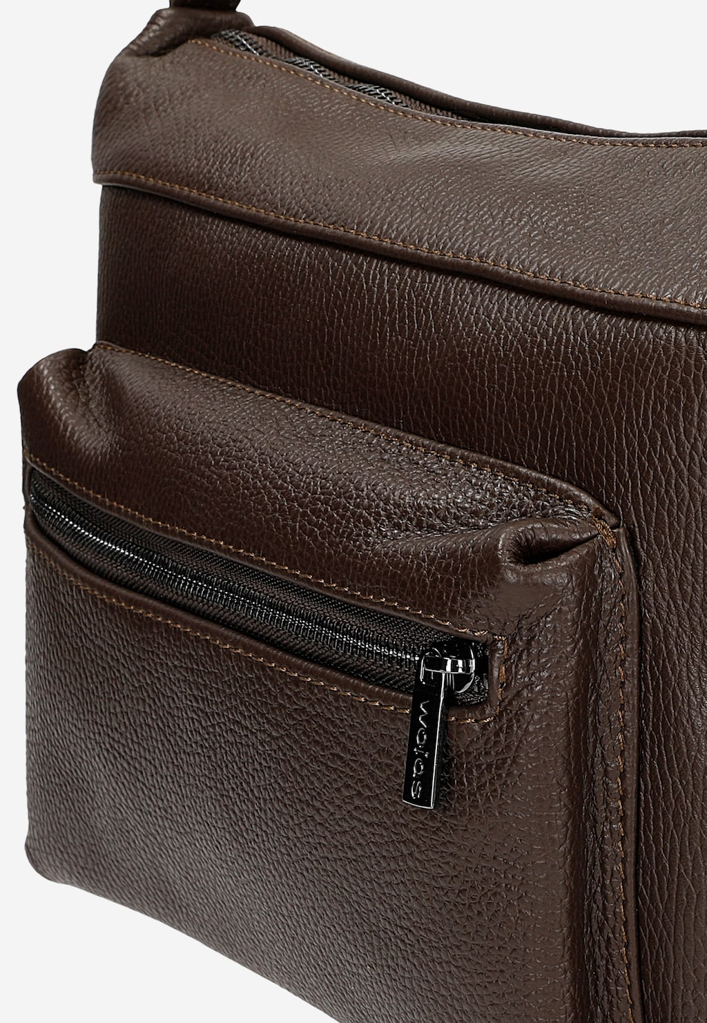Kožená čokoládová dámska kabelka s dvoma vnútornými vreckami 80441-52 Widok 7