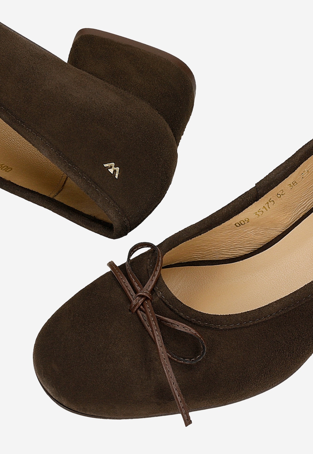 Brązowe czółenka z weluru z ozdobną kokardą 35175-62 Widok 6