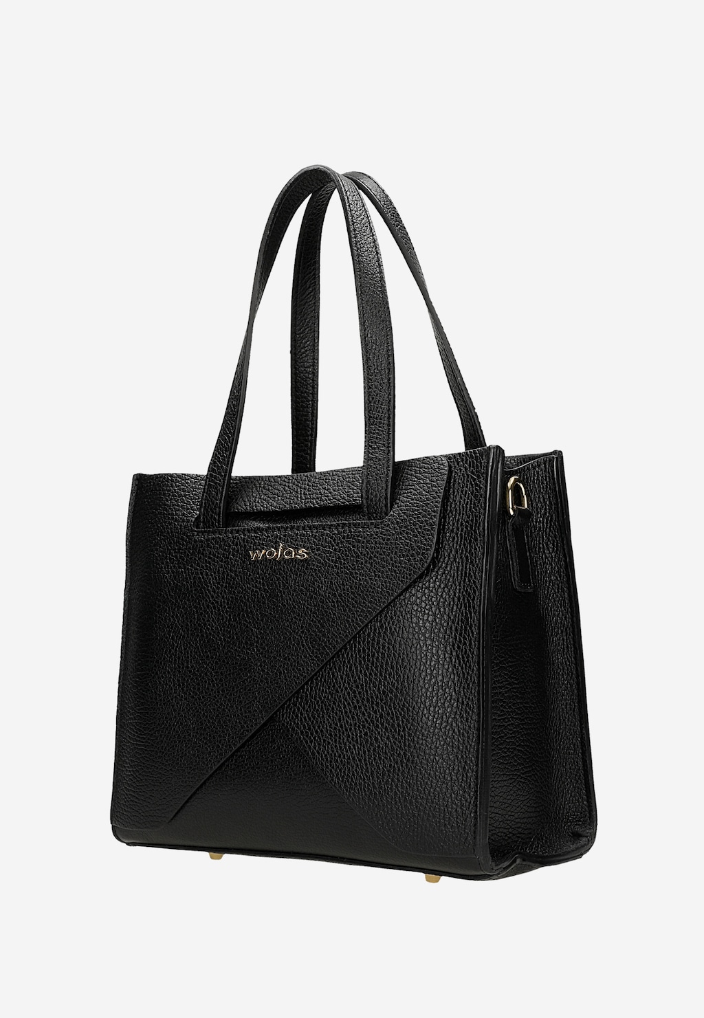 Černá kožená dámská kabelka se zlatým logem 80418-51 Widok 2