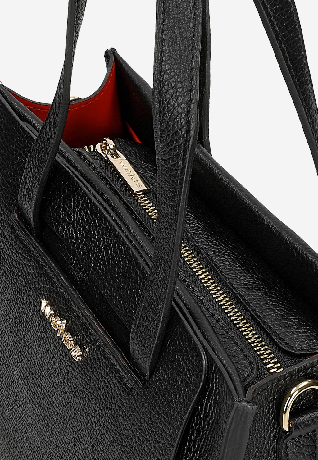Černá kožená dámská kabelka se zlatým logem 80418-51 Widok 6