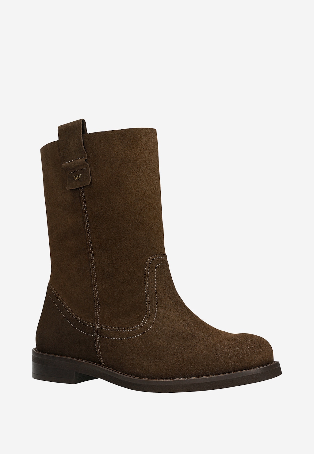 Brązowe botki damskie z dwoiny welurowej 55308-62 Widok 2