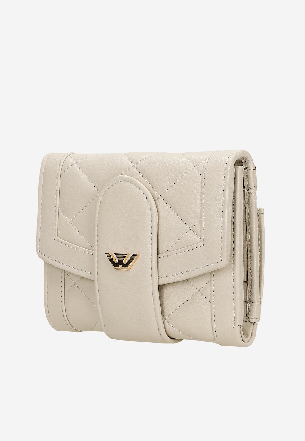 Mały beżowy portfel damski zapinany na zatrzask z przodu 91103-54 Widok 3