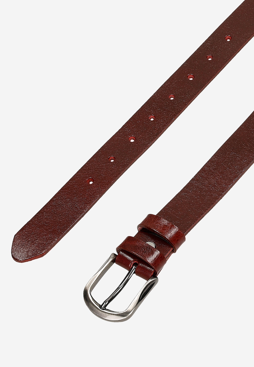 Bordový dámský pásek z lícové kůže se stříbrnou sponou 93128-55 Widok 5