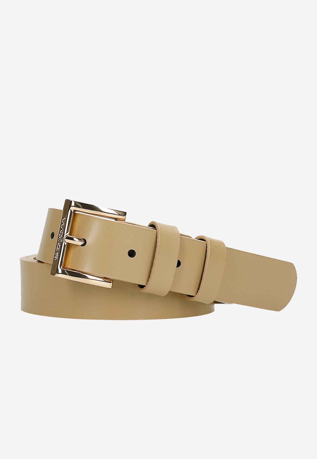 Béžový kožený pásek se zlatou sponou 93084-54 Widok 2