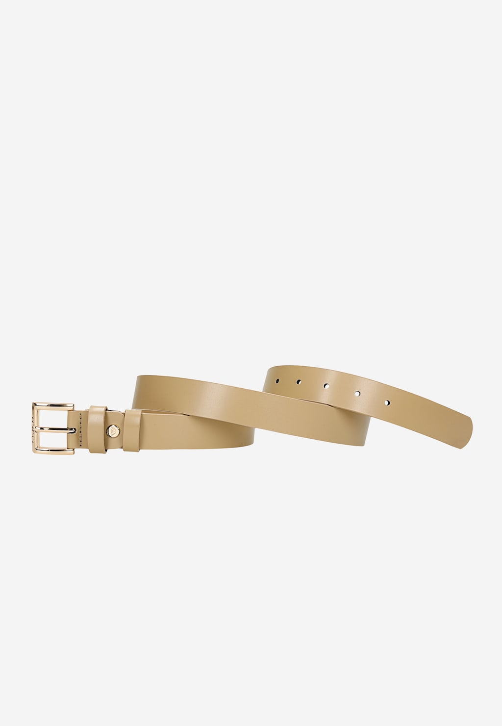 Béžový kožený pásek se zlatou sponou 93084-54 Widok 3