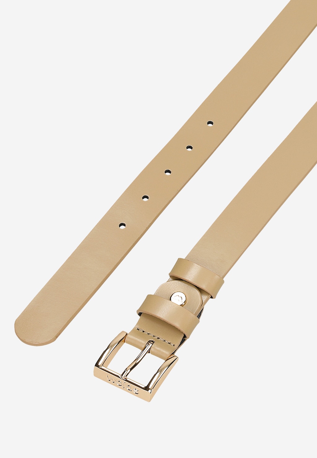 Béžový kožený pásek se zlatou sponou 93084-54 Widok 5